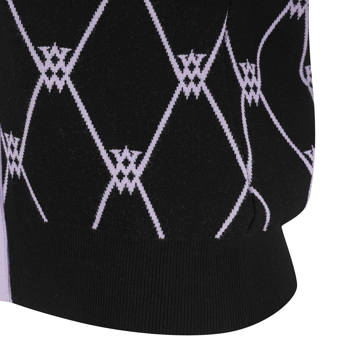 어뉴골프(ANEW GOLF) WOMEN MONOGRAM LOGO INTARSIA CARDIGAN_BK