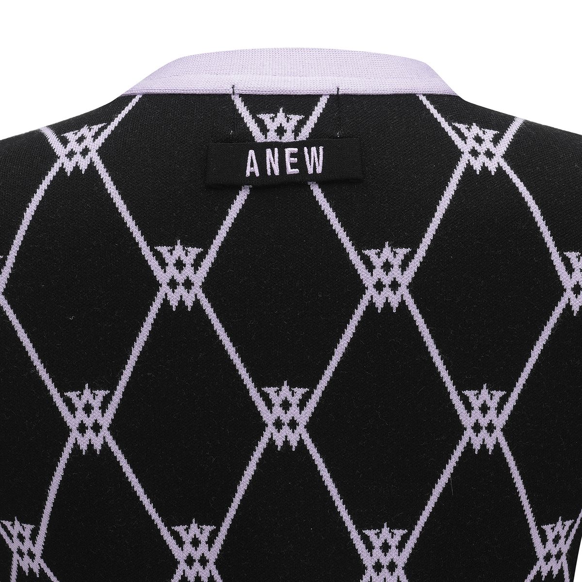 어뉴골프(ANEW GOLF) WOMEN MONOGRAM LOGO INTARSIA CARDIGAN_BK
