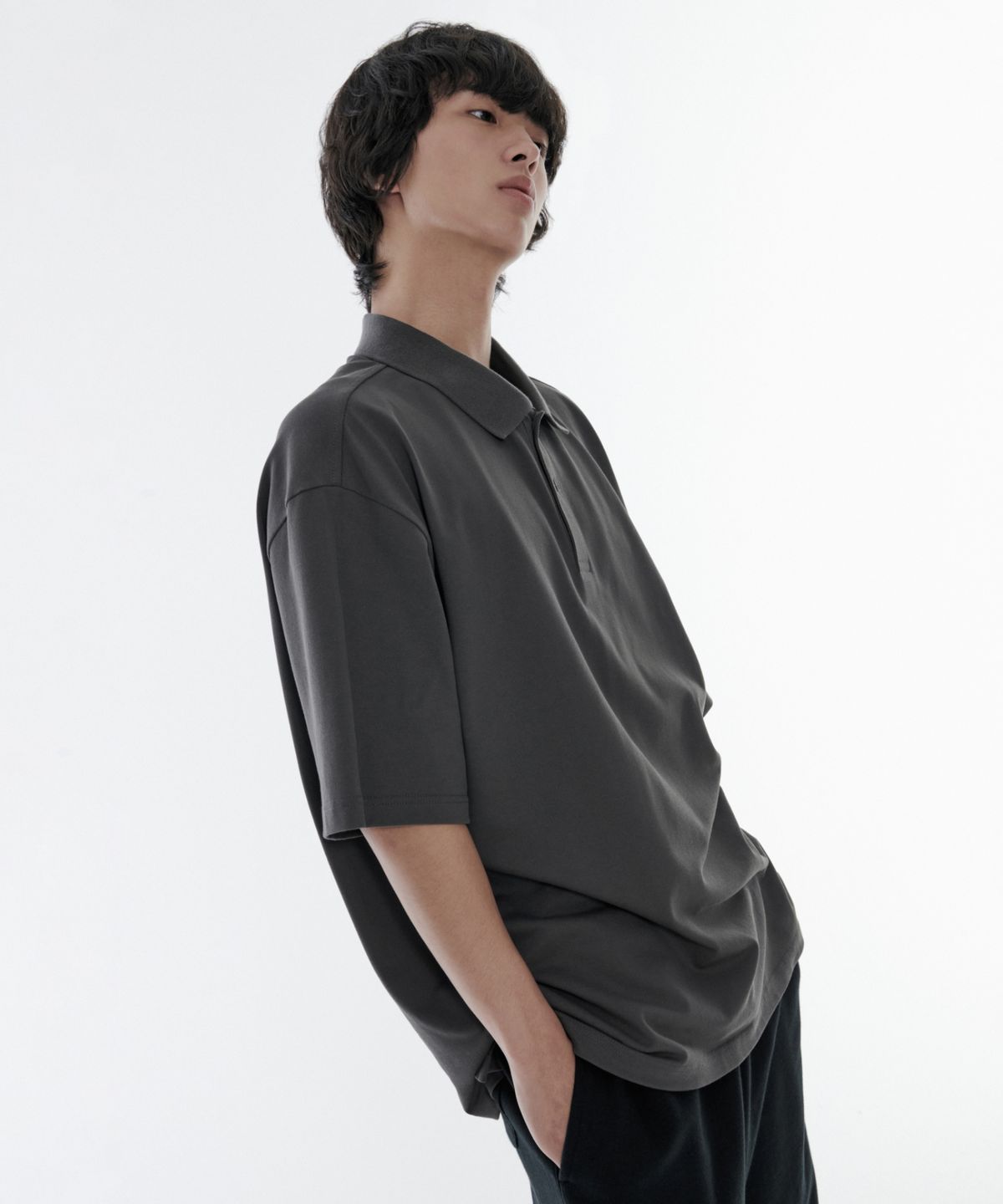 무신사 스탠다드(MUSINSA STANDARD) [쿨탠다드] 오버사이즈 피케 폴로 셔츠 [건메탈]