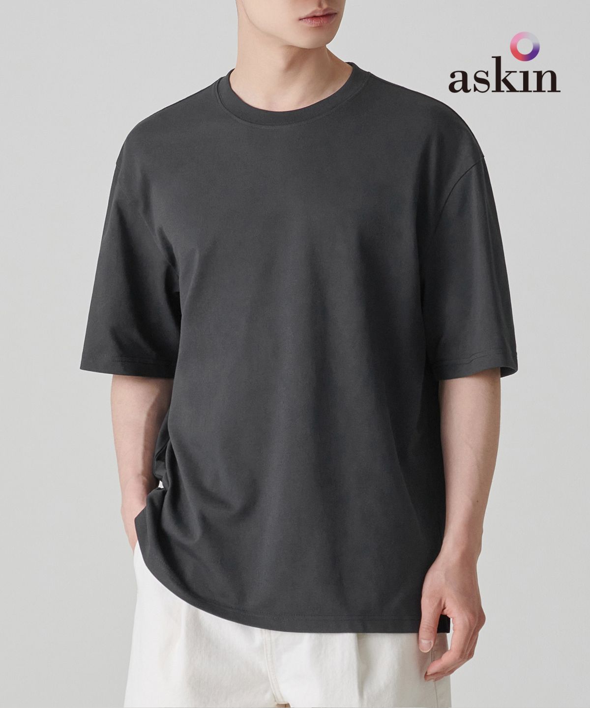 무신사 스탠다드(MUSINSA STANDARD) [쿨탠다드] 릴렉스 핏 크루 넥 피케 티셔츠 [건메탈]
