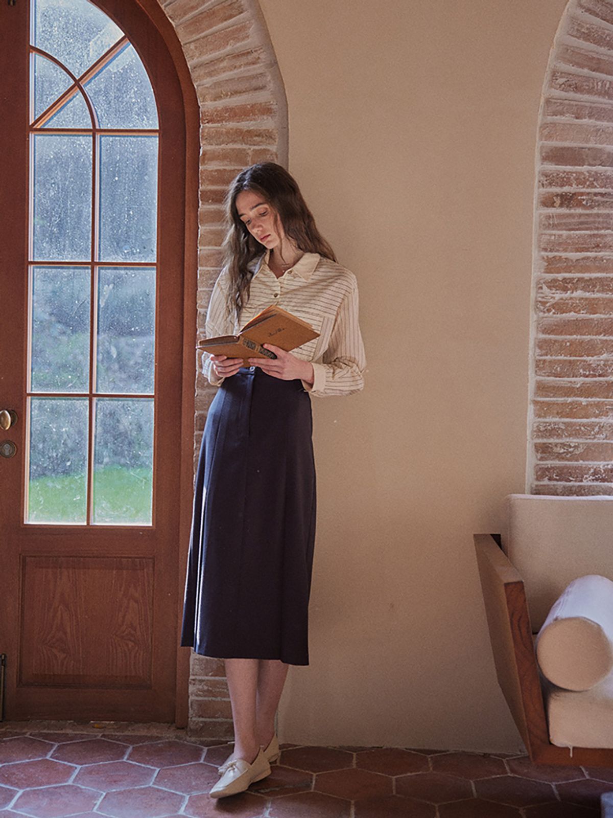 프라우드 마리(PROUD MARY) PM_Plated high-waist skirt