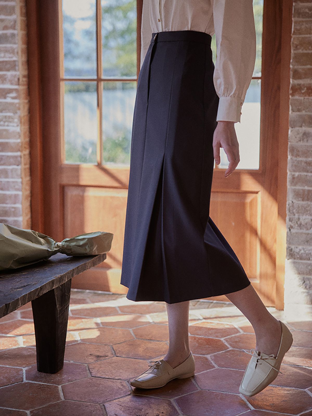 프라우드 마리(PROUD MARY) PM_Plated high-waist skirt