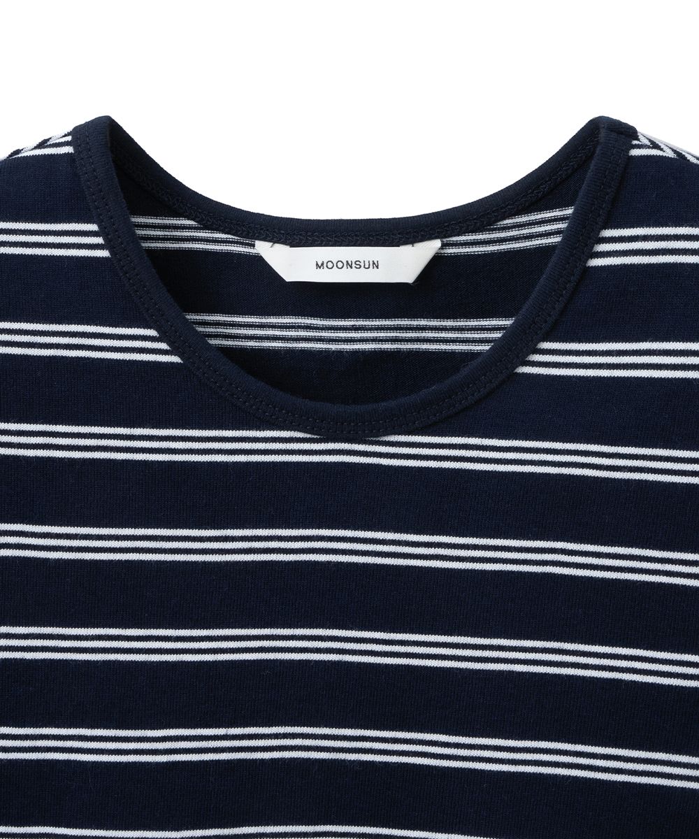 MUSINSA | MOONSUN UNISEX Marine Stripe Ringer T [Marine Navy]