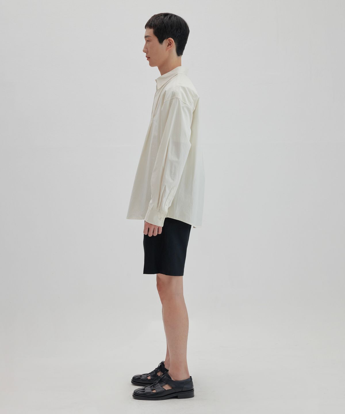 넌블랭크(NONBLANK) 플리츠 포인트 셔츠_PALE LEMON