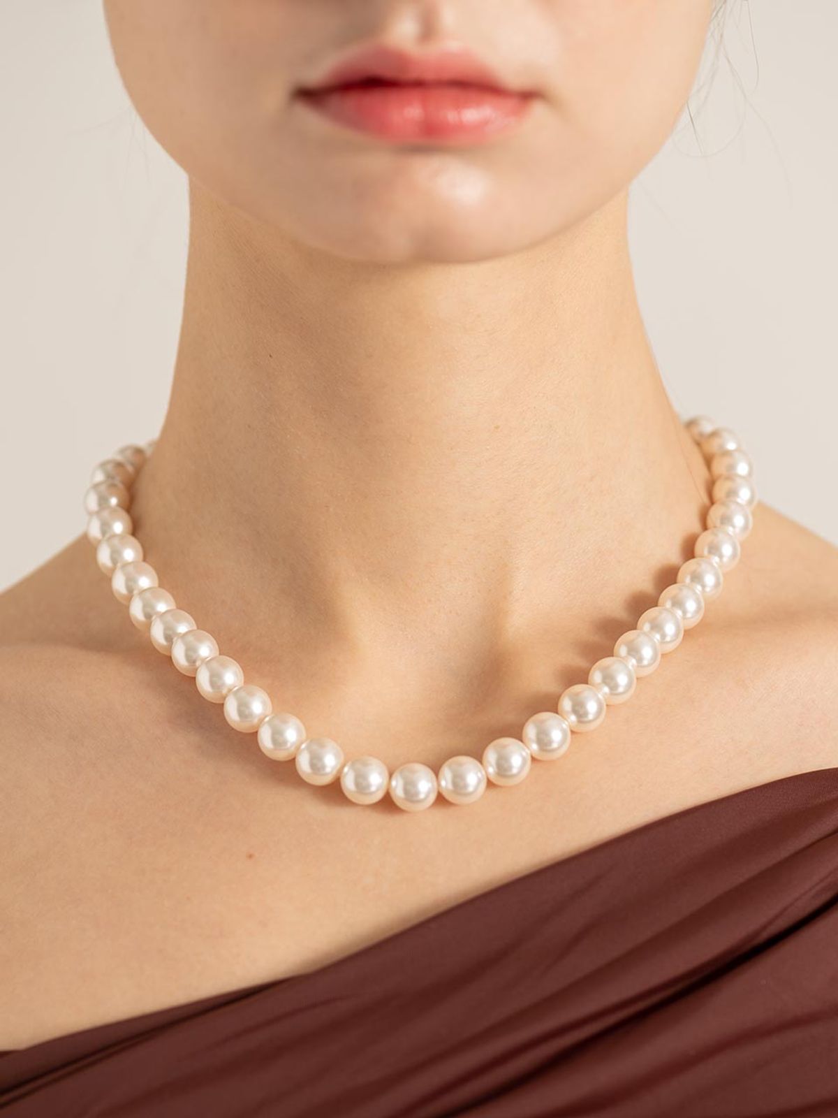 세라보니또(CERABONITO) [40.5cm] 원터치 자석 진주 목걸이 (10mm)