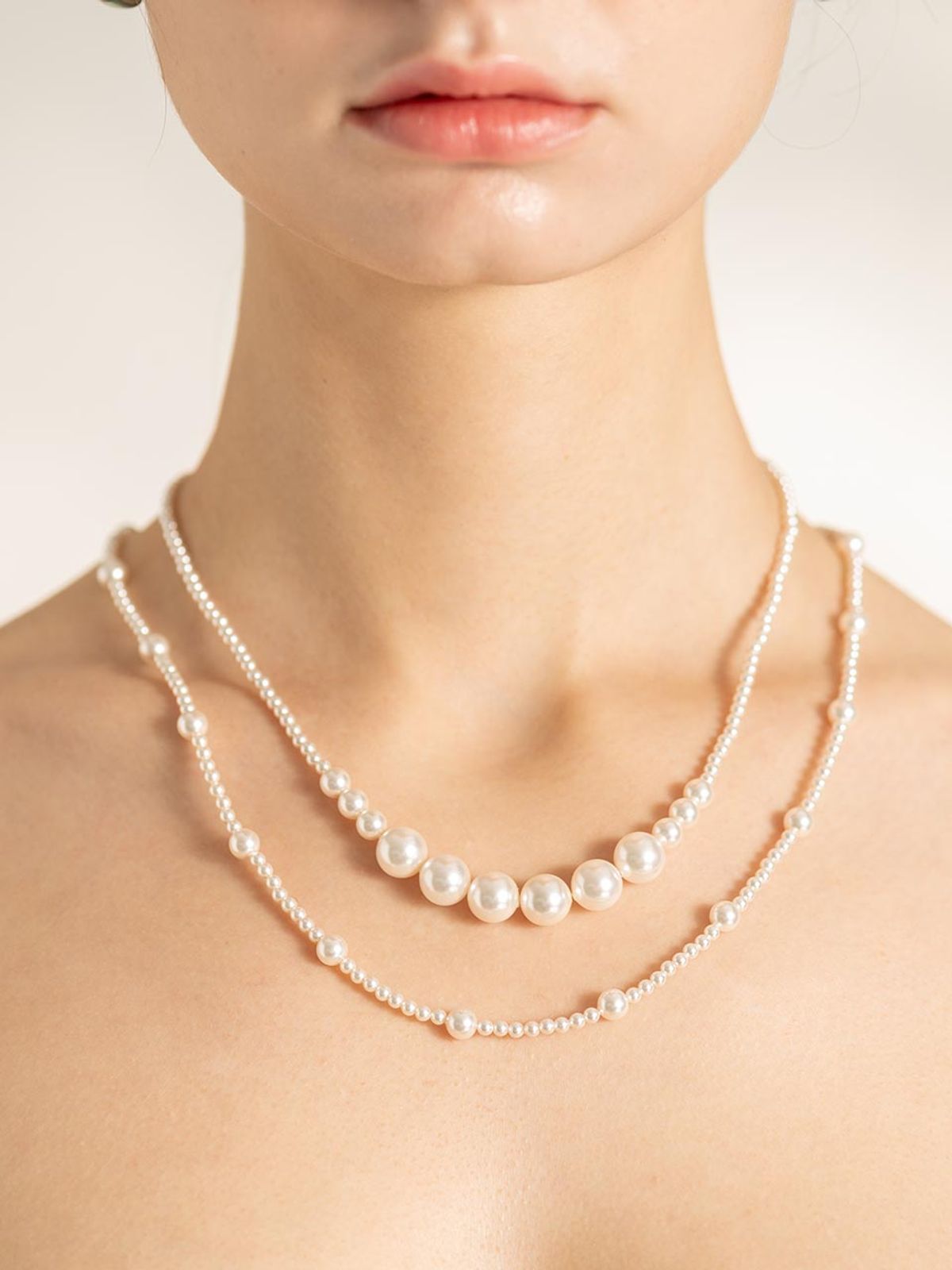세라보니또(CERABONITO) [54.5cm]원터치 자석 롱 진주목걸이(3&4&6mm)