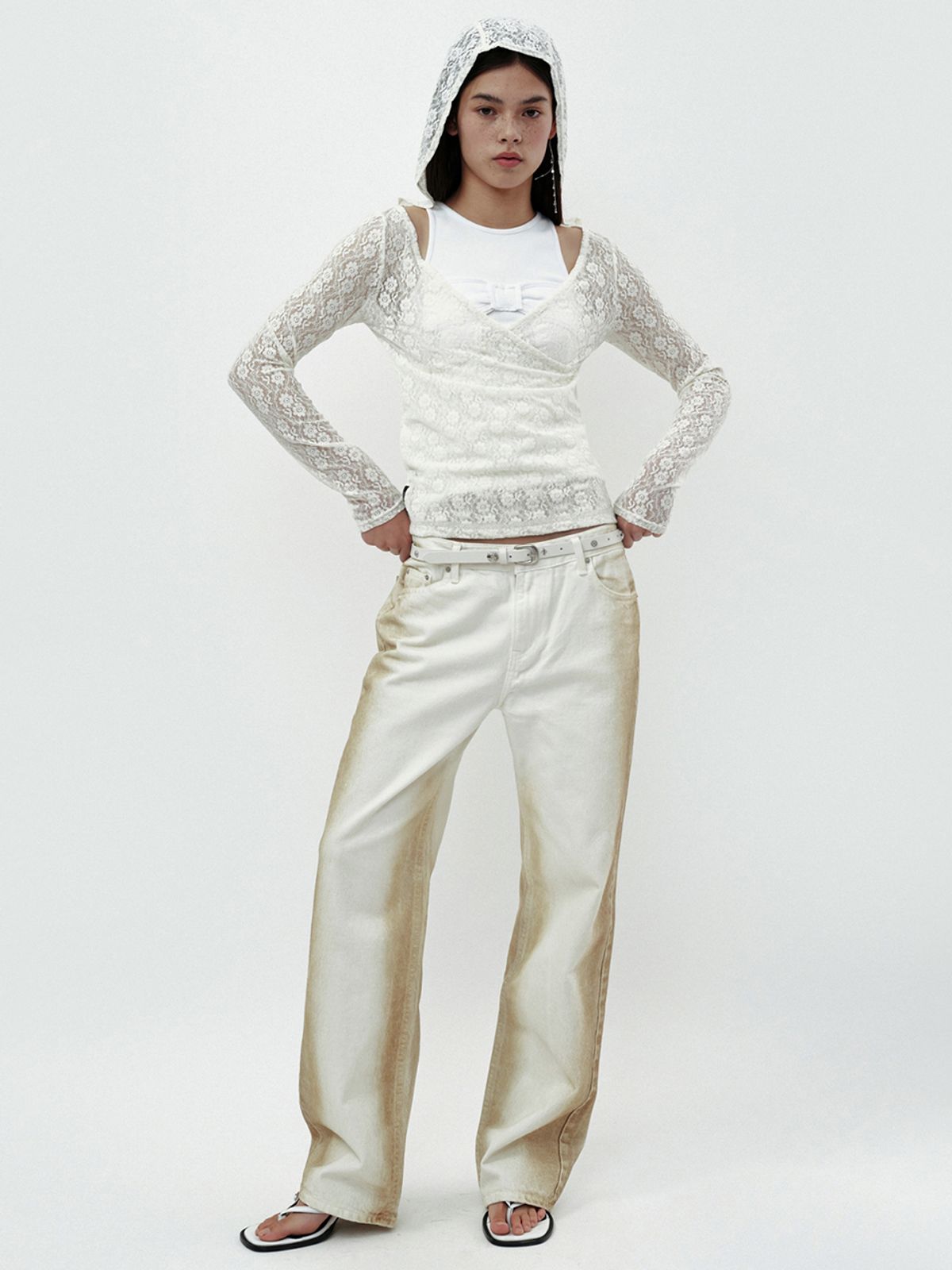 세릭(CERRIC) BRUSH DYEING DENIM PANTS / IVORY