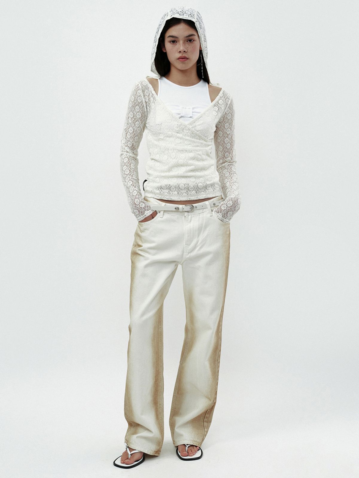 세릭(CERRIC) BRUSH DYEING DENIM PANTS / IVORY