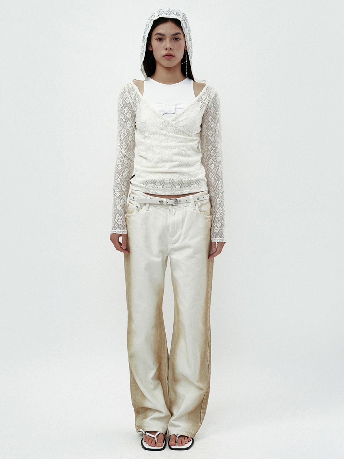 세릭(CERRIC) BRUSH DYEING DENIM PANTS / IVORY