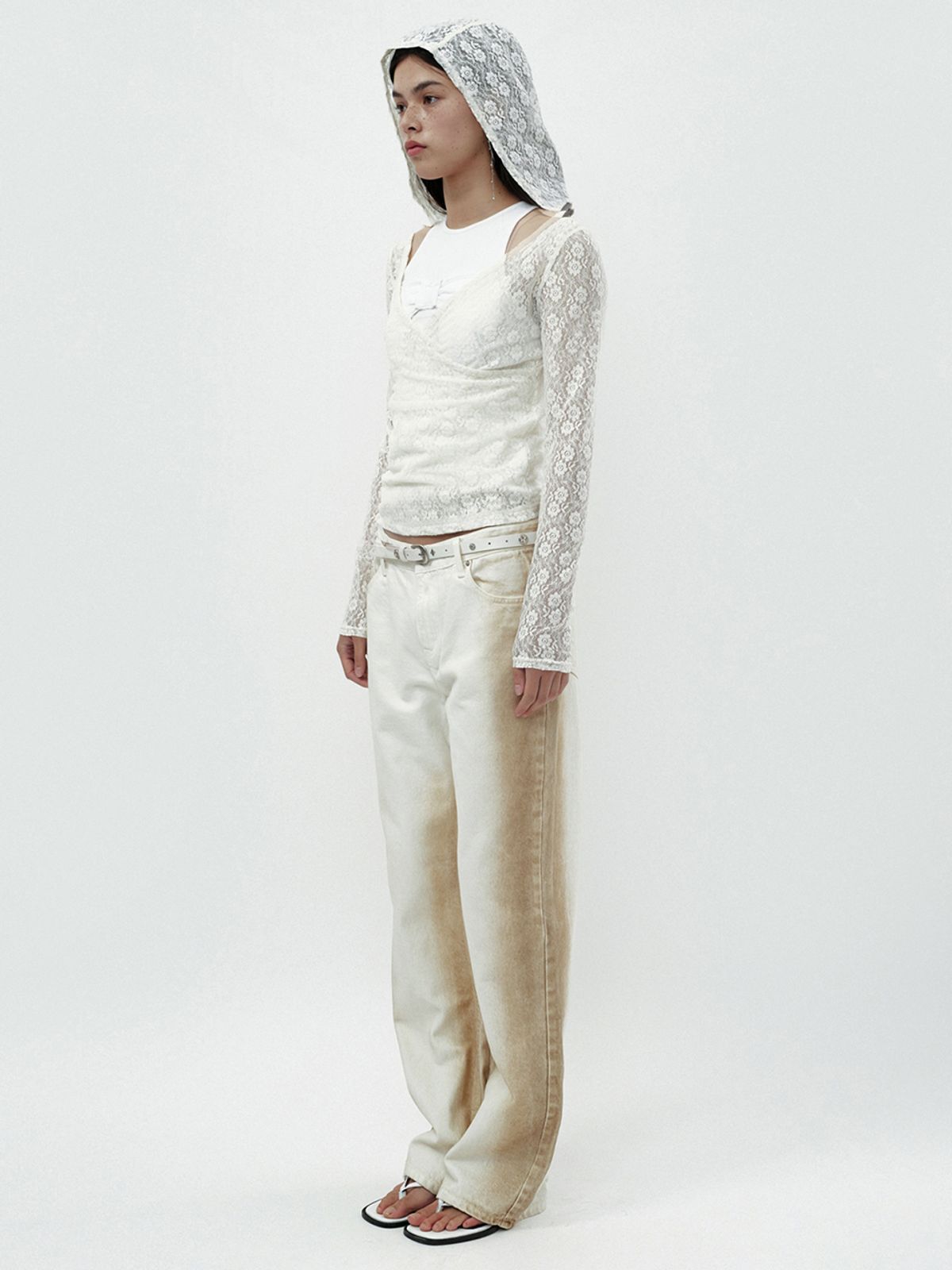 세릭(CERRIC) BRUSH DYEING DENIM PANTS / IVORY