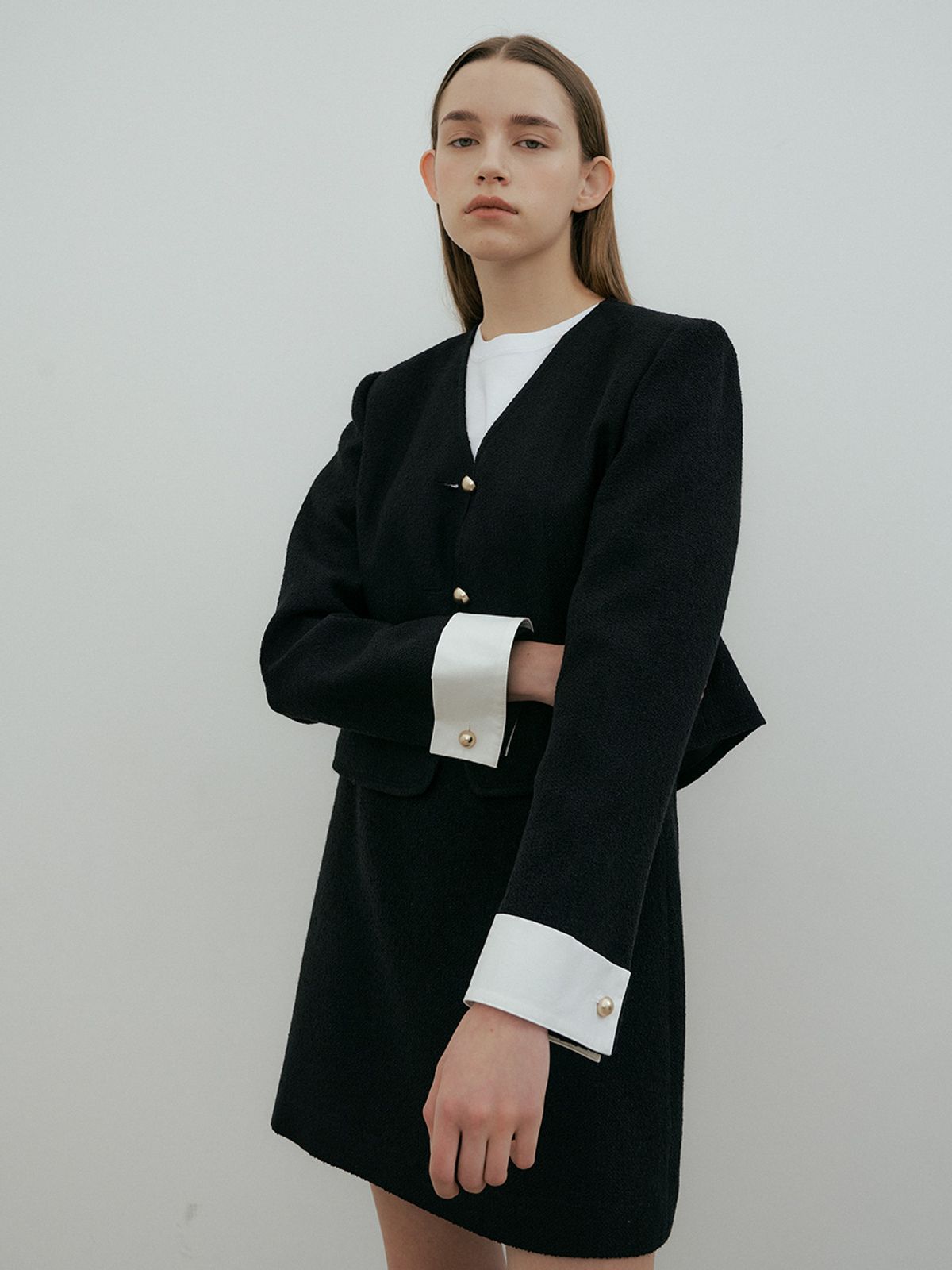 더페니(THE PENNY) TWEED MINI SKIRT - Black