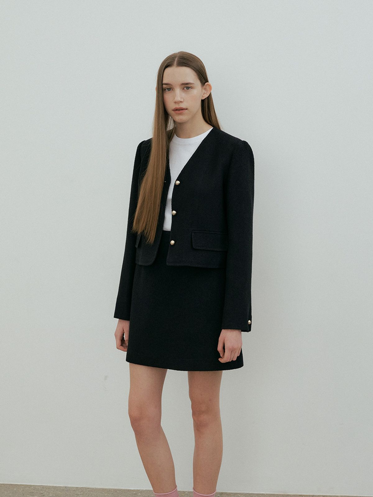 더페니(THE PENNY) TWEED MINI SKIRT - Black
