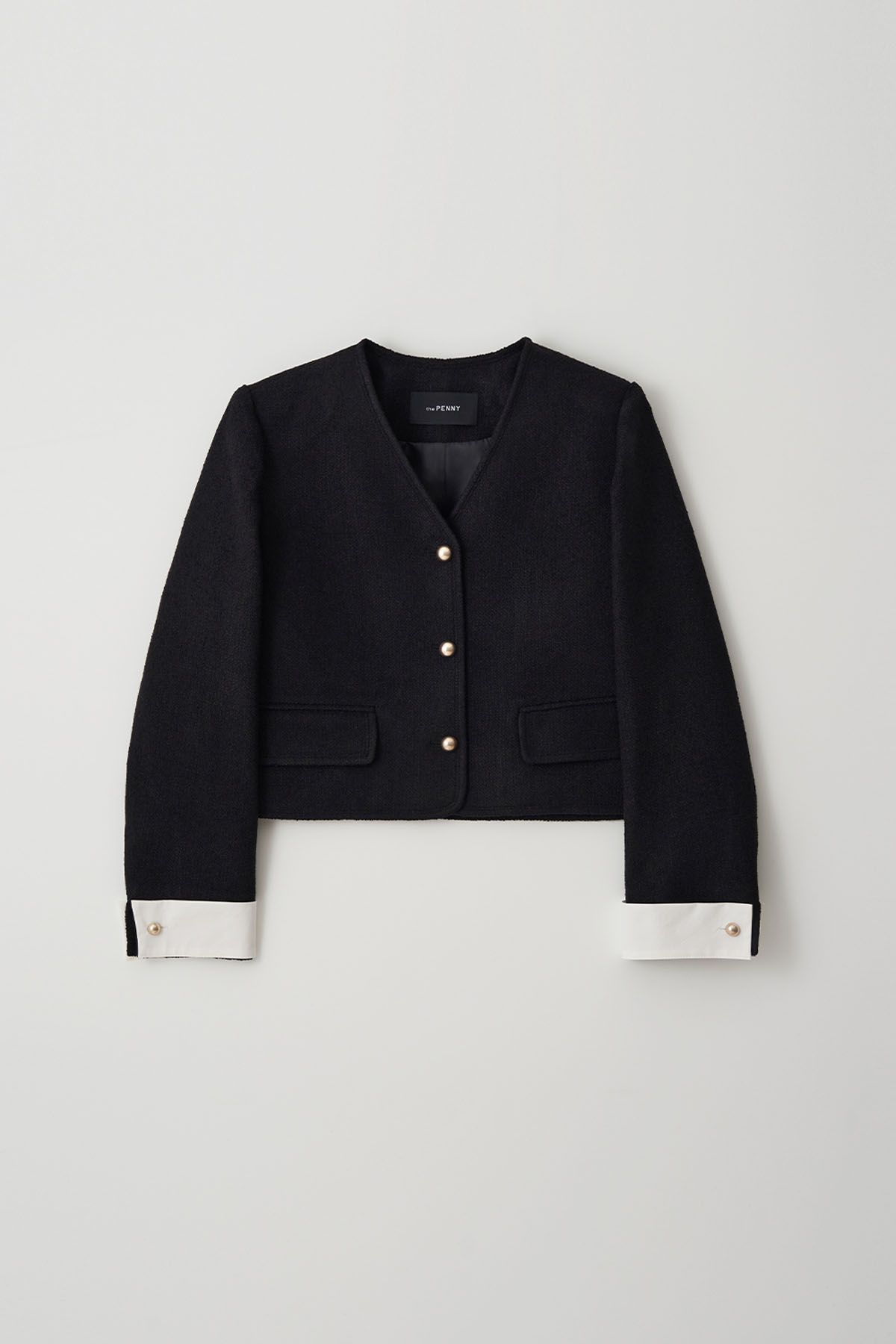 더페니(THE PENNY) CUFFS TWEED JACKET- Black