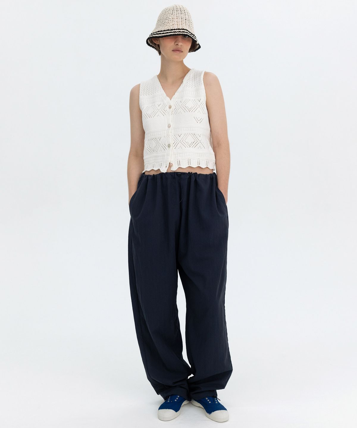 벤시몽(BENSIMON) CROCHET KNIT SLEEVELESS - IVORY