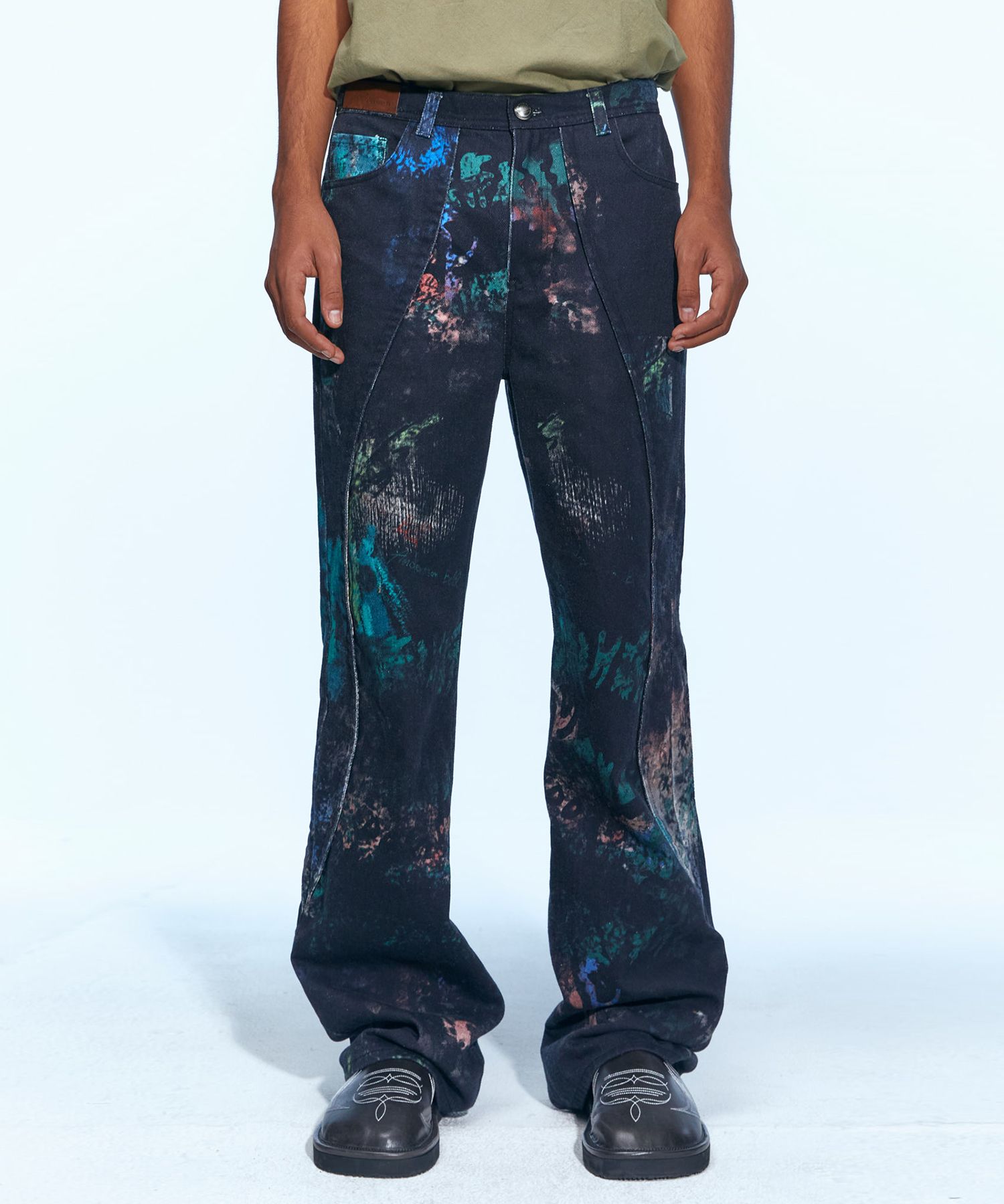 ANDERSSON BELL カーブド ワイドデニム ブラック apa644m MUSINSA | ANDERSSON BELL Black scratch curved wide jeans