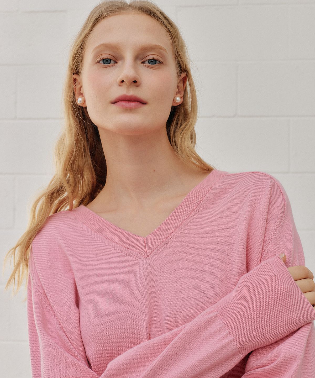 엽페(YUPPE) V LINE KNIT_PINK