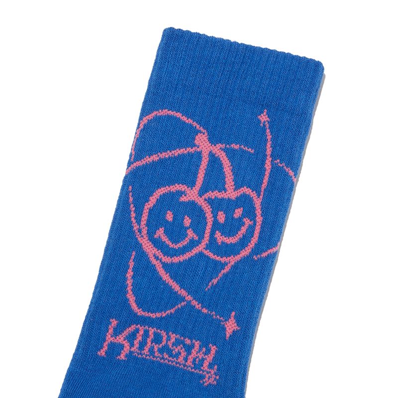 ☆KIRSH☆ Doodle Cherry Planet Graphic Socks Blue MUSINSA | KIRSH Doodle Cherry Planet Graphic Socks [Blue]