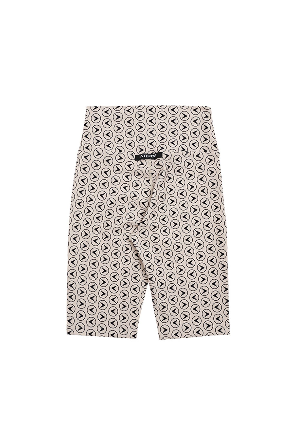 인터레스트(INTEREST) INTEREST LOGO DIGITAL PRINT HALF LEGGINGS_BEIGE