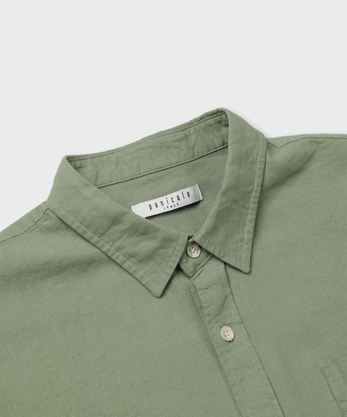 빠니깔레(PANICALE) 슬림핏 소프트 리넨 포켓 셔츠 [그린]