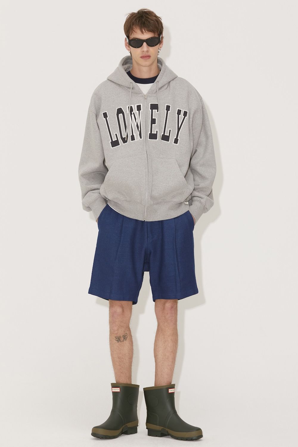 MUSINSA公式 | NOHANT LONELY/LOVELY FLUFF HOODIE ZIP-UP GRAY NAVY