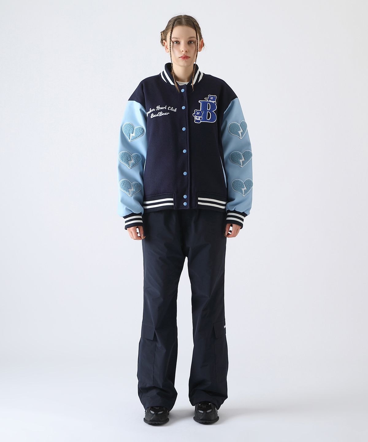 배드블루(BADBLUE) BadBear Varsity Jacket Navy