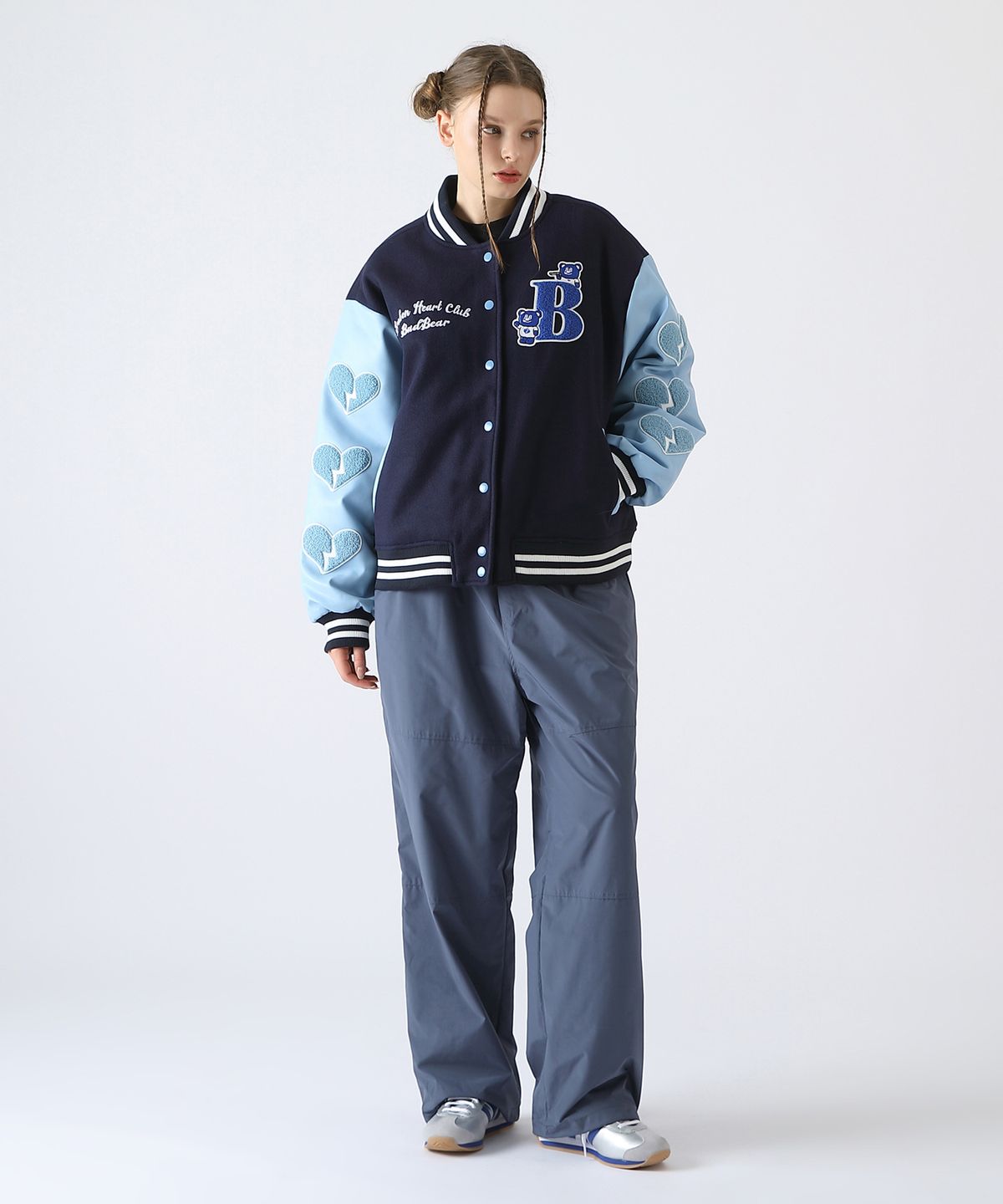 배드블루(BADBLUE) BadBear Varsity Jacket Navy