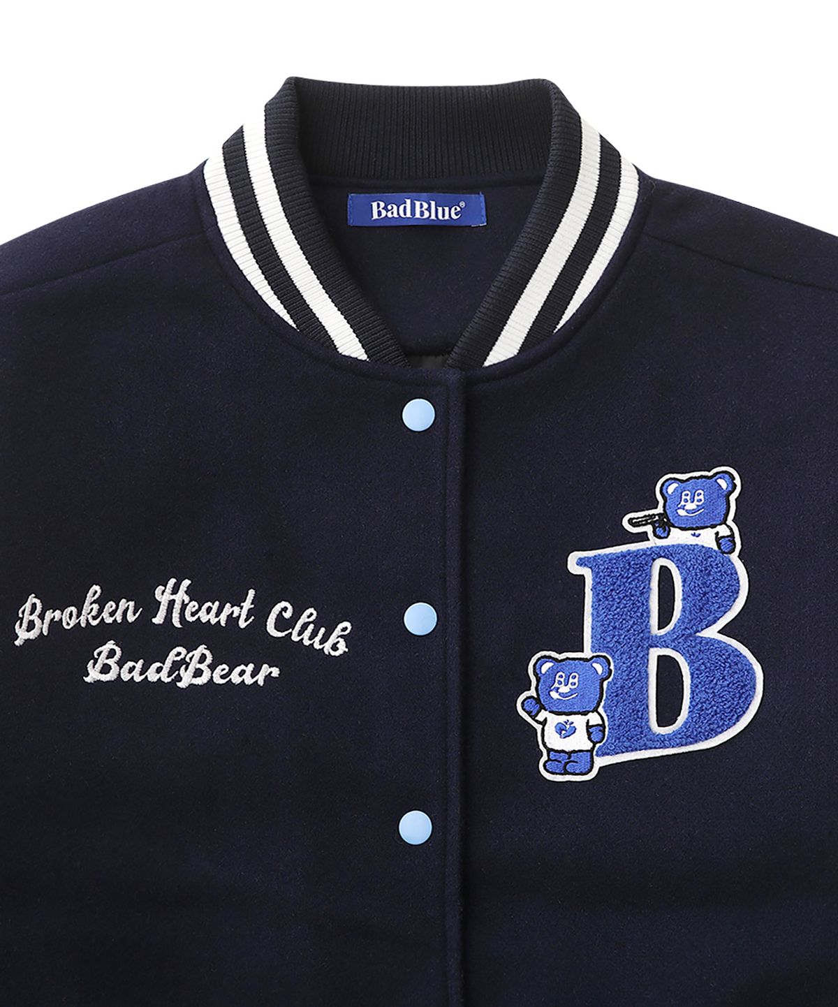 배드블루(BADBLUE) BadBear Varsity Jacket Navy