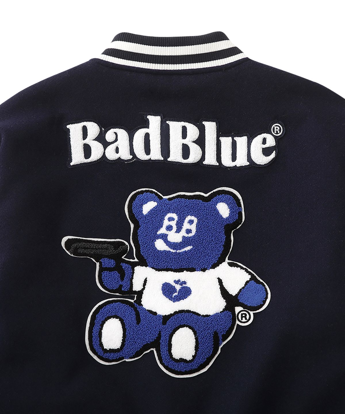 배드블루(BADBLUE) BadBear Varsity Jacket Navy