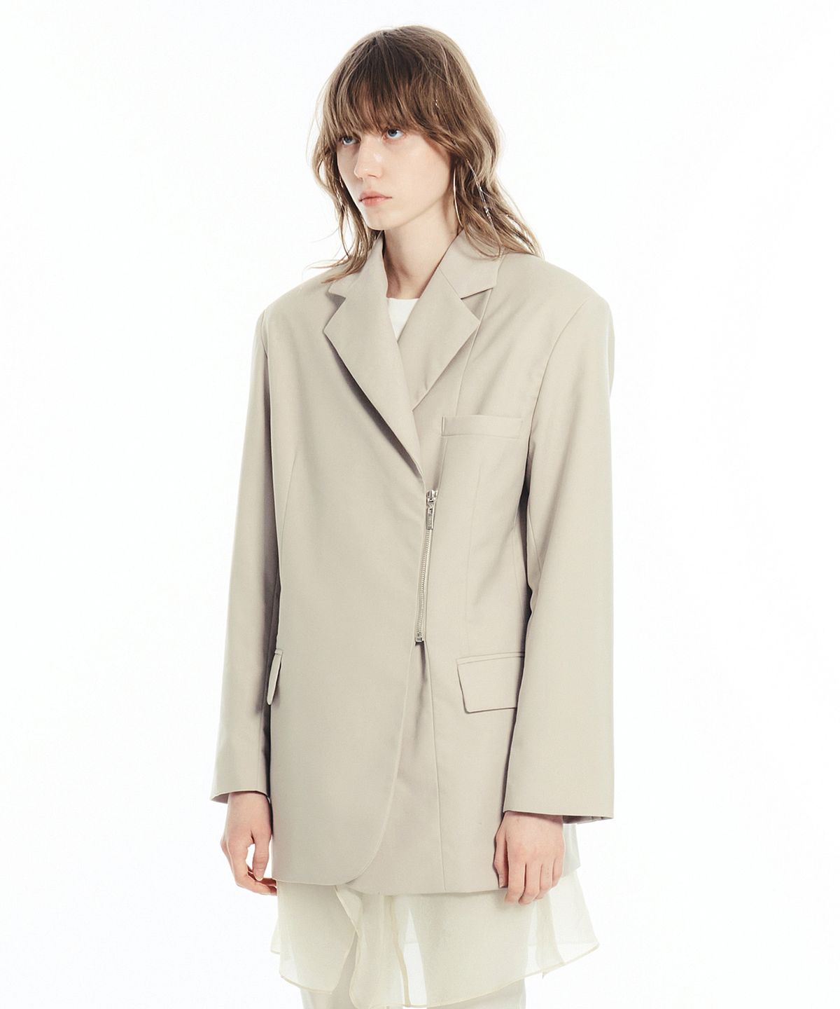 세릭(CERRIC) LINE ZIPPER JACKET / BEIGE