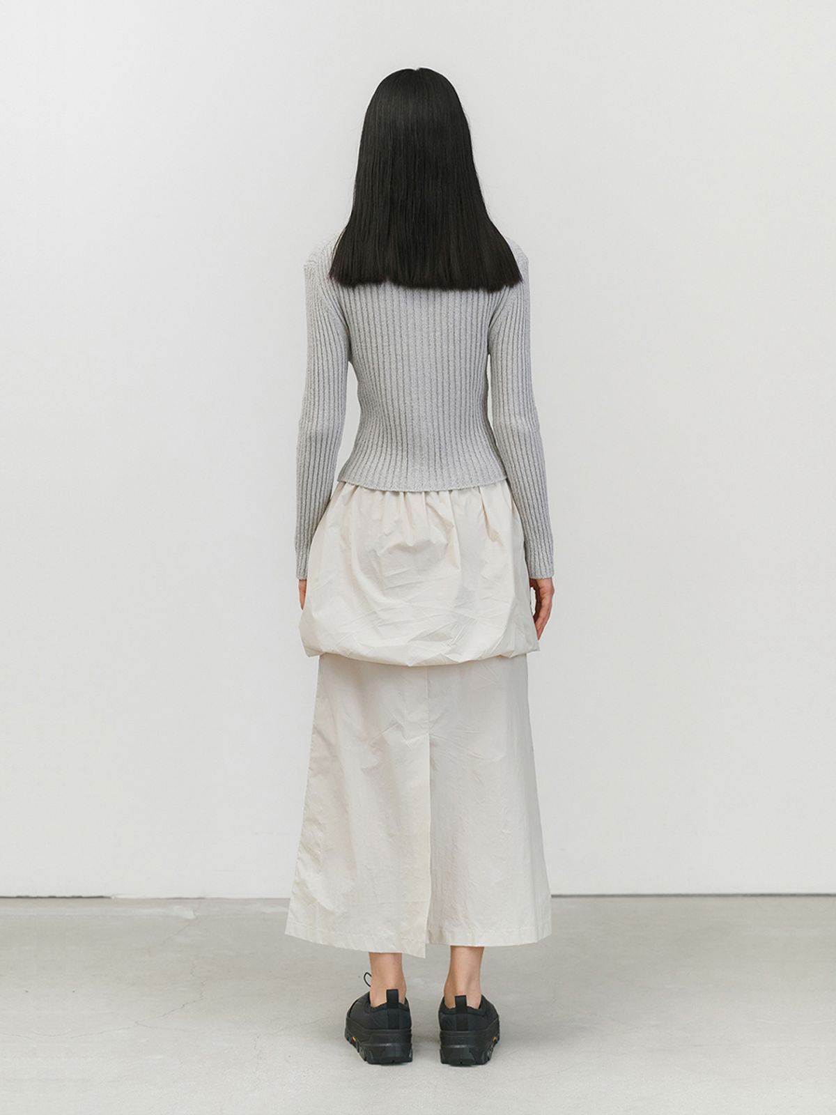 아모멘토(AMOMENTO) HALF NECK ZIP-UP CARDIGAN_GREY