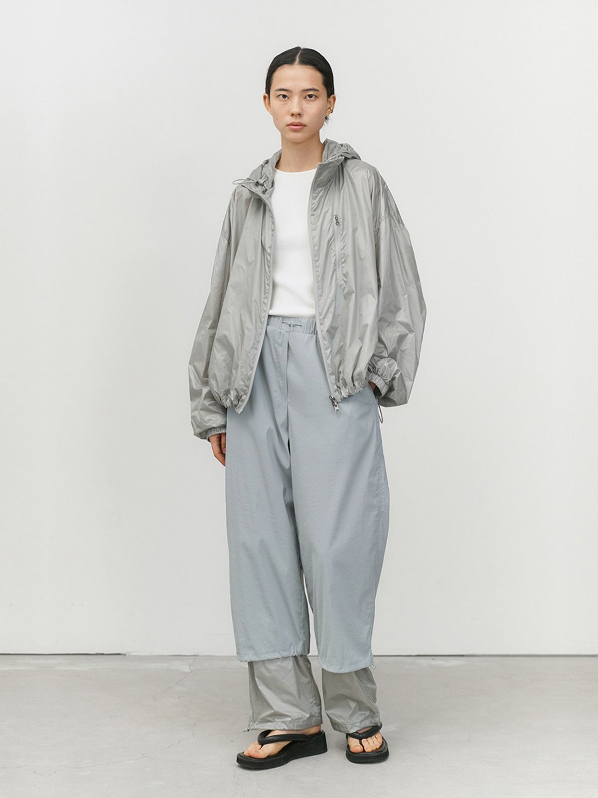아모멘토(AMOMENTO) DRAWSTRING LAYERED PANTS_GREY MINT