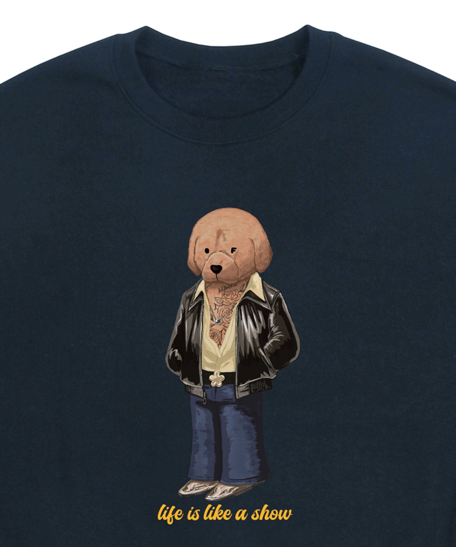 MUSINSA | GRAVER [UNISEX] Tattoo Dog Perito Sweatshirt_Navy