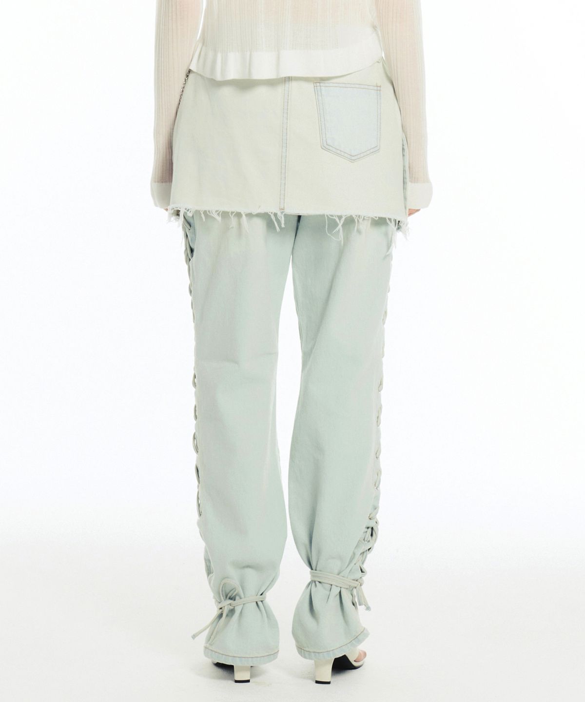 세릭(CERRIC) ASYMMETRIC LAP DENIM SKIRT / LIGHT BLUE