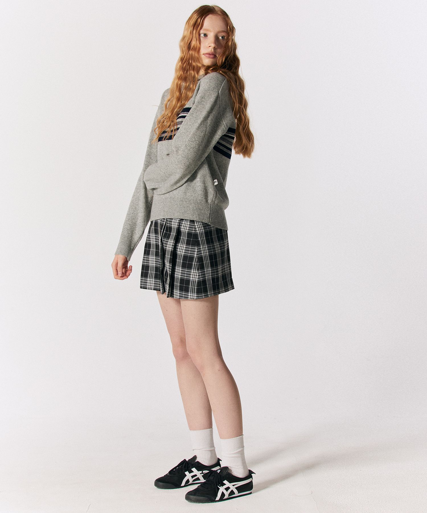 MUSINSA | ROCCIROCCI Check Pleats Mini Skirt [BLACK]