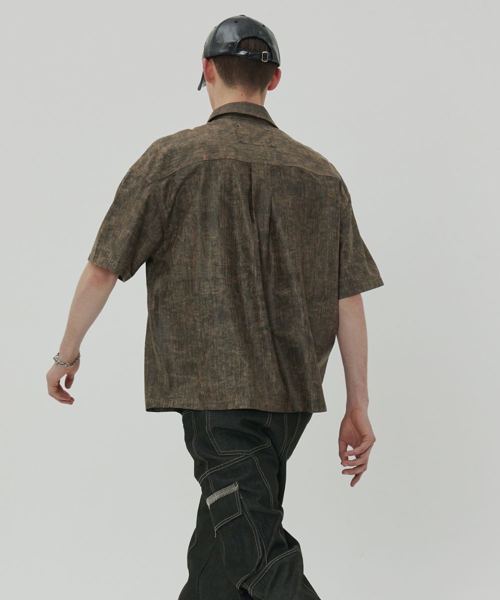 【MAISON MINED】24SS★ BLUR SCREEN HALF T MUSINSA | MAISON MINED CREASE CRACK HALF ZIPPER SHIRTS BROWN