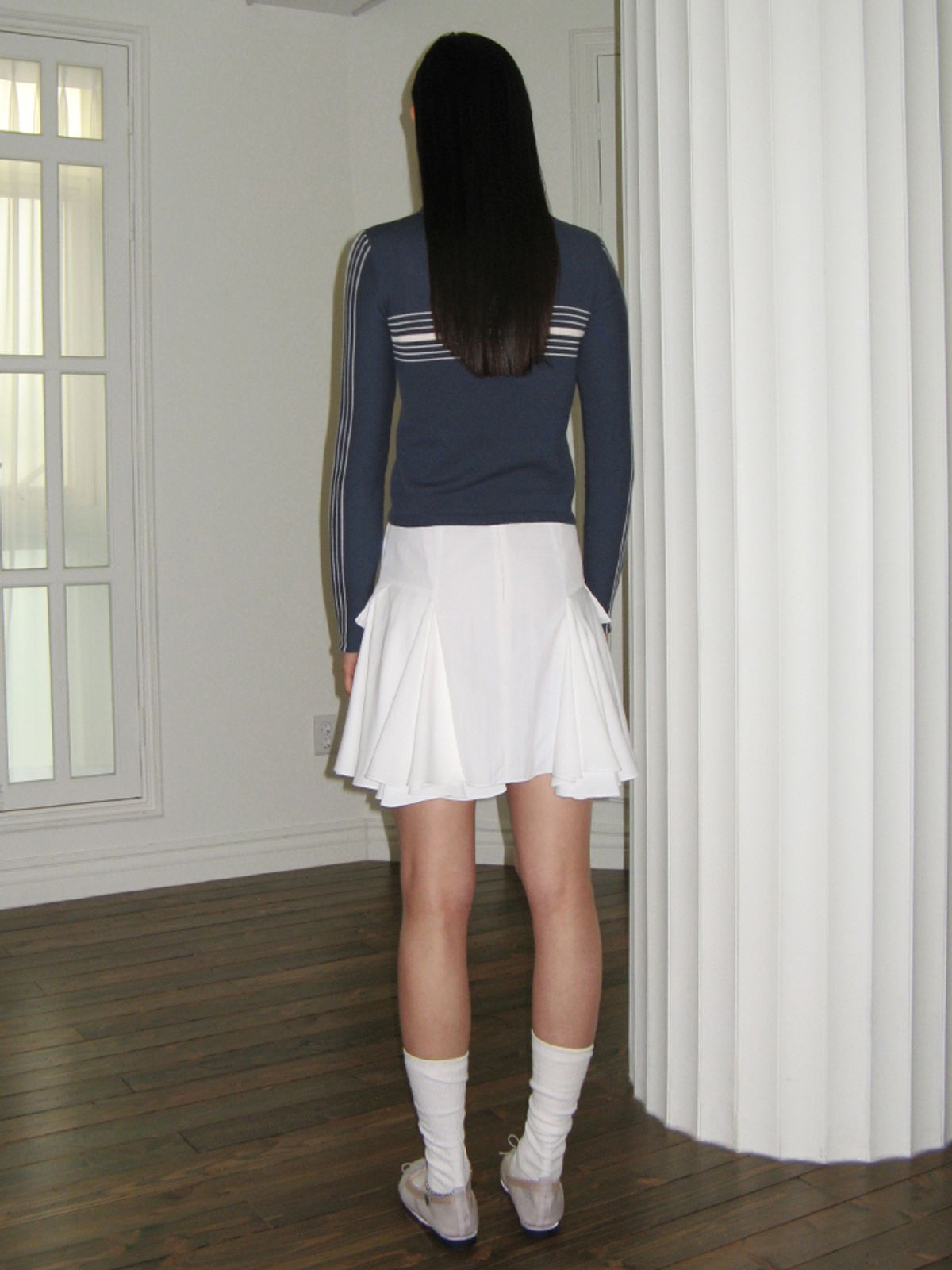 시눈(SINOON) LINE HALF ZIP-UP KNIT TOP (NAVY)