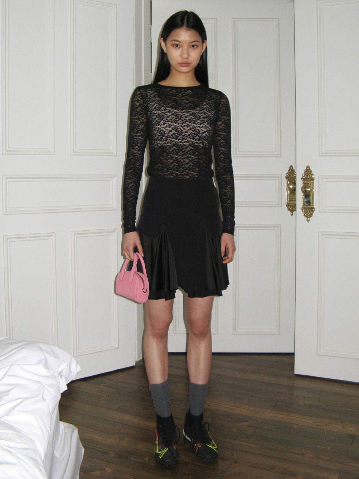 시눈(SINOON) FRILL LAYERED SKIRT (BLACK)