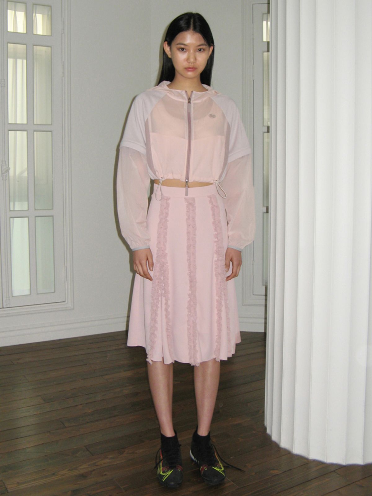 시눈(SINOON) FRILL MIDI SKIRT (BABY PINK)