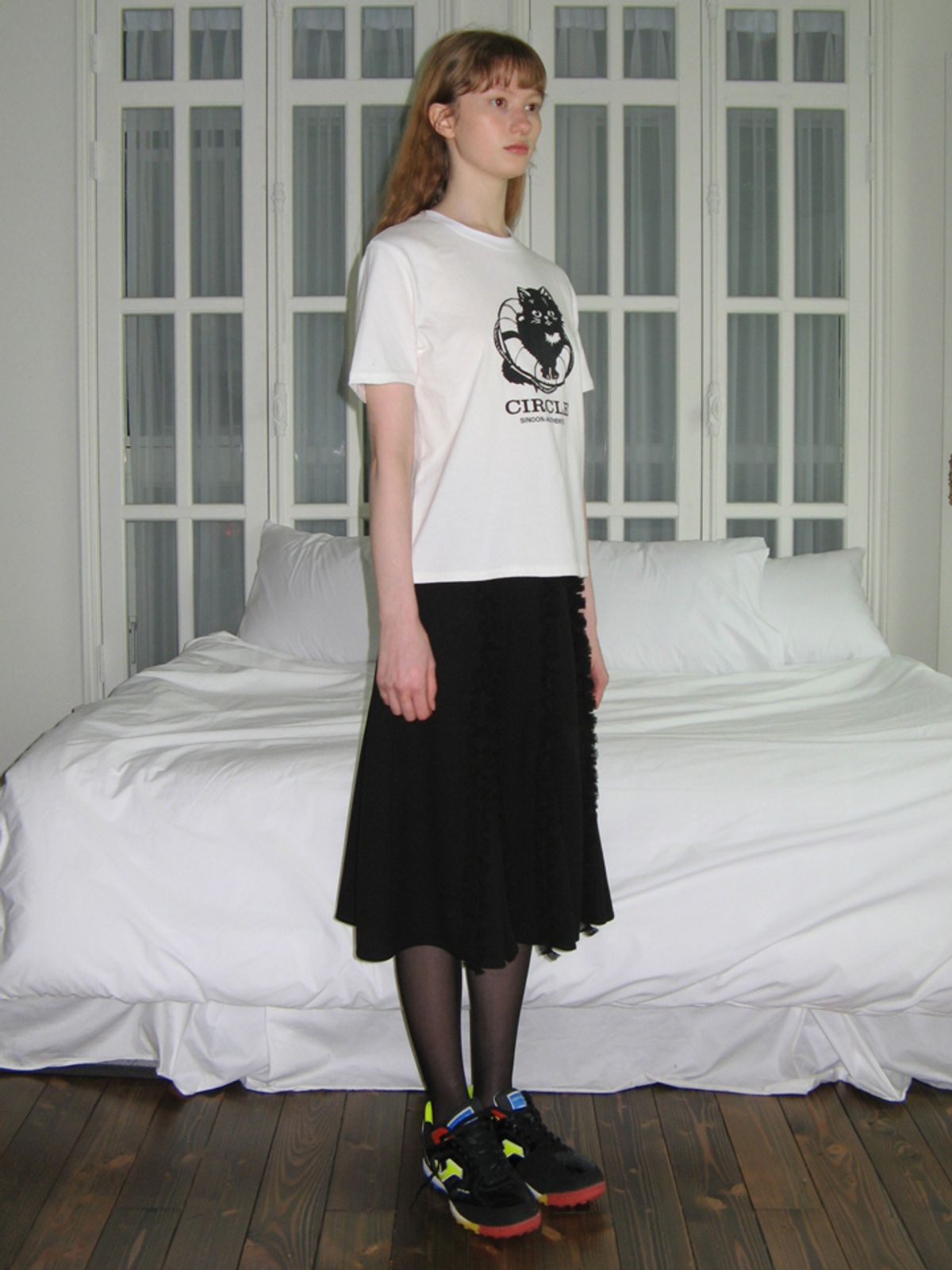 시눈(SINOON) FRILL MIDI SKIRT (BLACK)