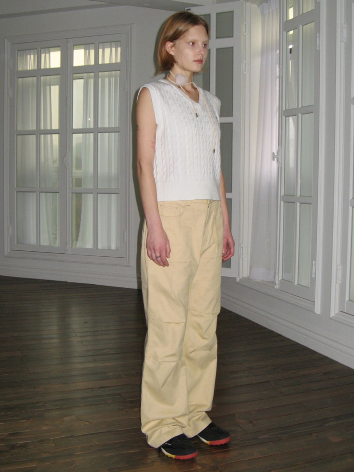시눈(SINOON) OUT-POCKET CARPENTER PANTS (CREAM YELLOW)
