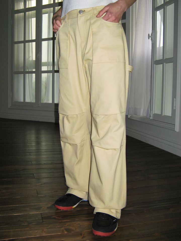 MUSINSA | SINOON OUT-POCKET CARPENTER PANTS (CREAM YELLOW)