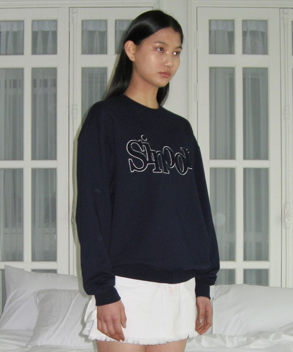 MUSINSA公式 | SINOON BOUCLE LOGO SWEATSHIRT (NAVY)