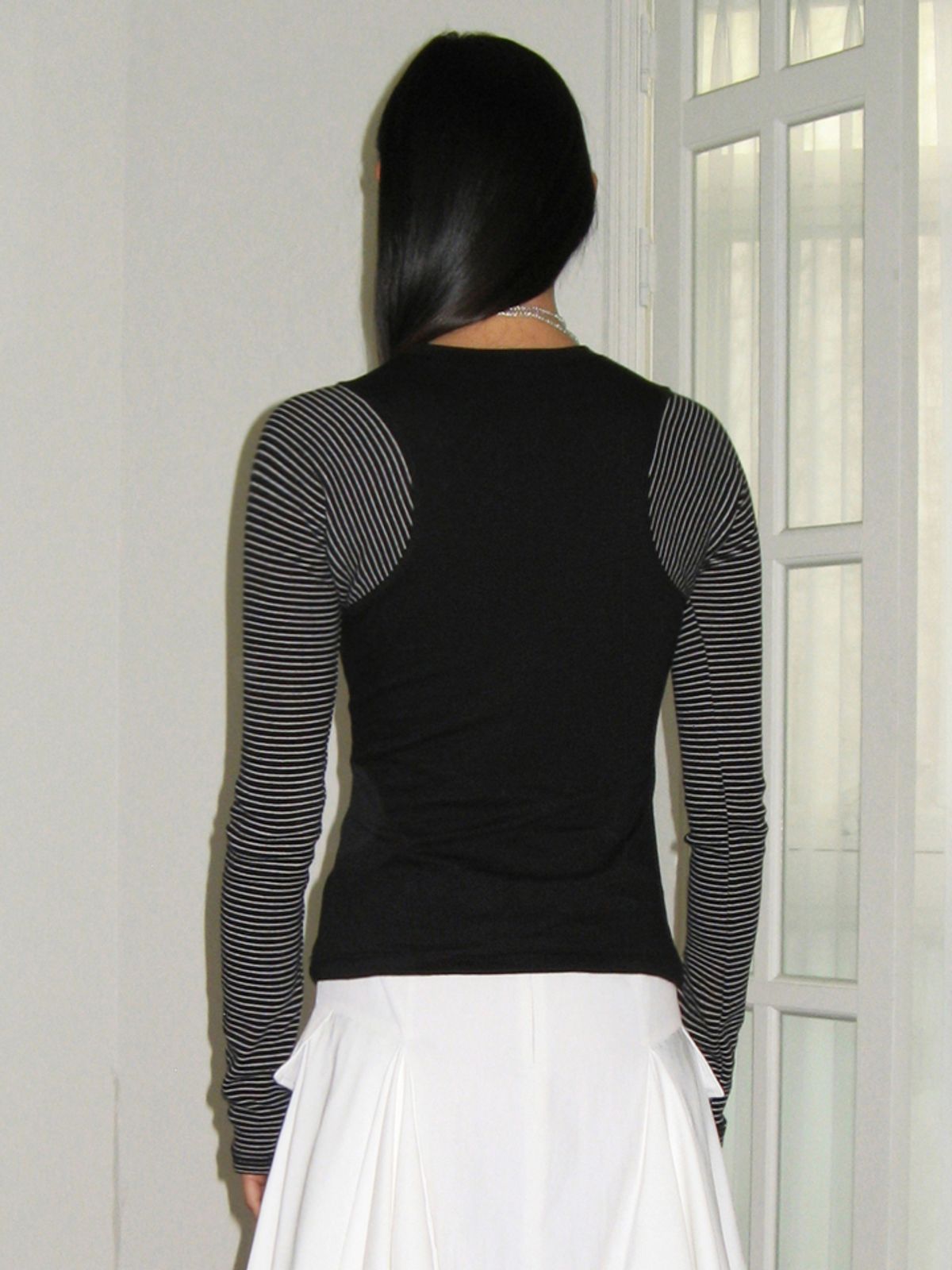 시눈(SINOON) STRIPE RAGLAN LONG SLEEVE (BLACK)