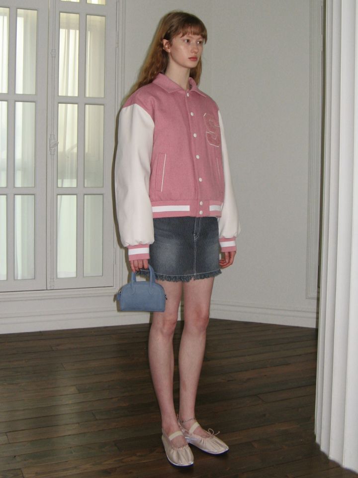 ジャケット sinoon CLASSIC LOGO AWARD JACKET PALE PINK 시눈(SINOON) CLASSIC LOGO AWARD JACKET (PALE PINK) - 사이즈