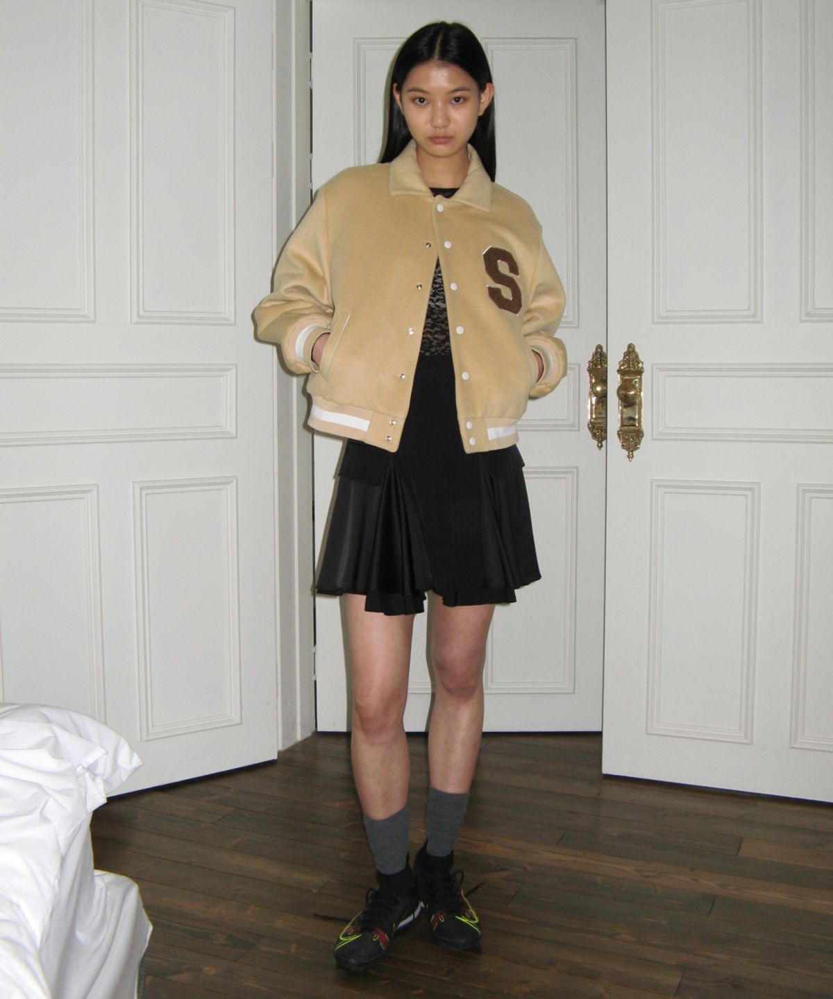 시눈(SINOON) CLASSIC LOGO AWARD JACKET (BUTTER)