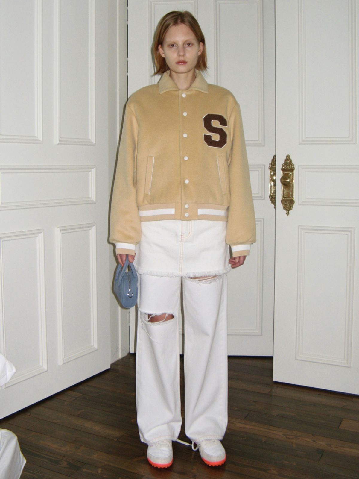 시눈(SINOON) CLASSIC LOGO AWARD JACKET (BUTTER)