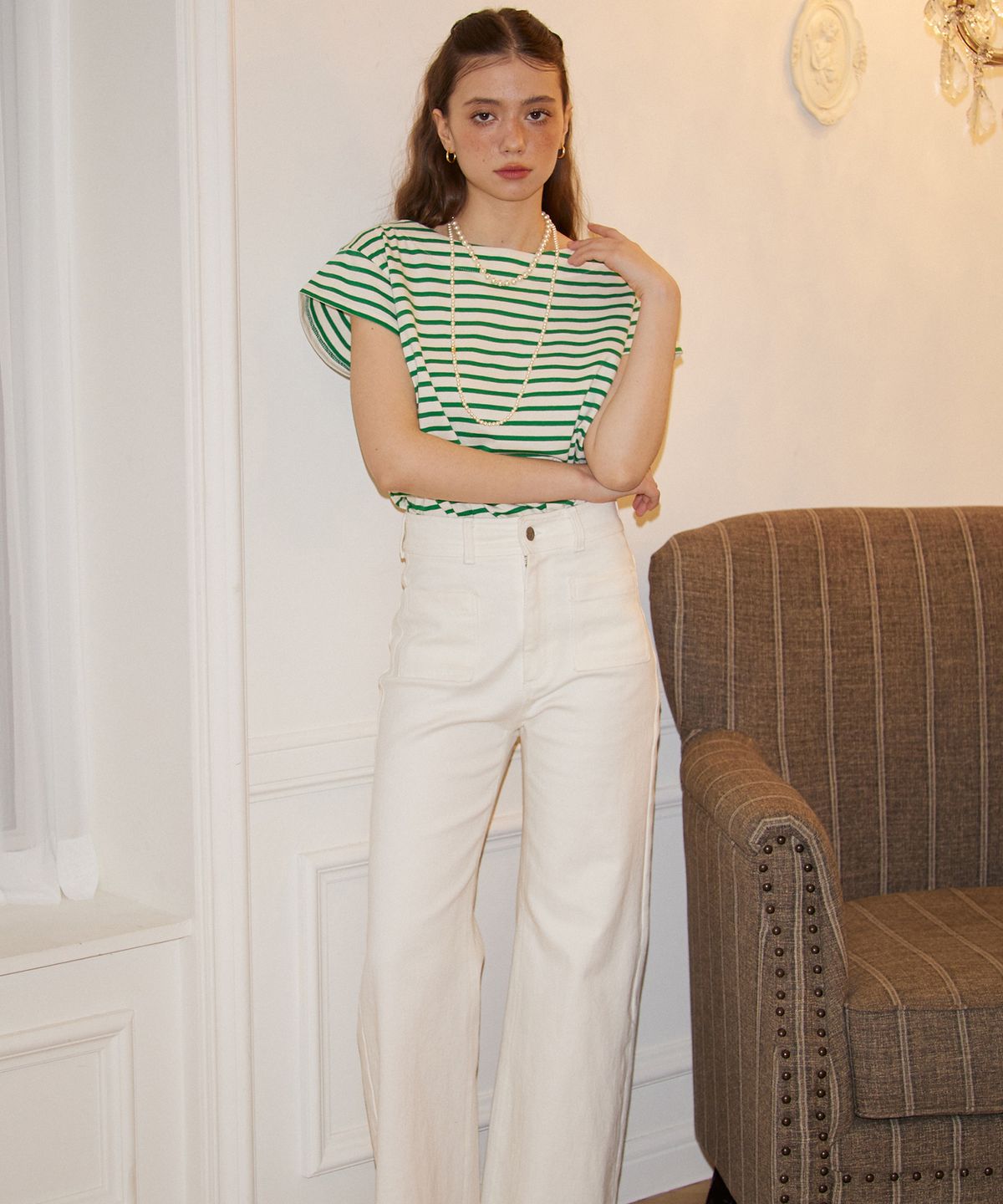 살롱 드 욘(SALON DE YOHN) Wide Denim Pants_ White