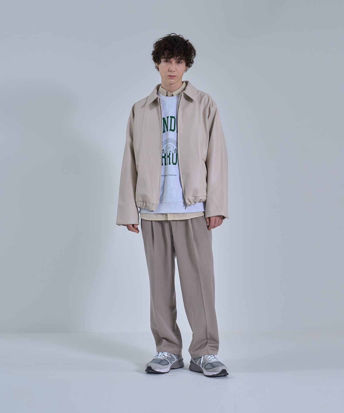 스탠다드에러(STANDARDERROR) 87-STAN002 스티치 싱글 지퍼 레더 자켓 아이보리