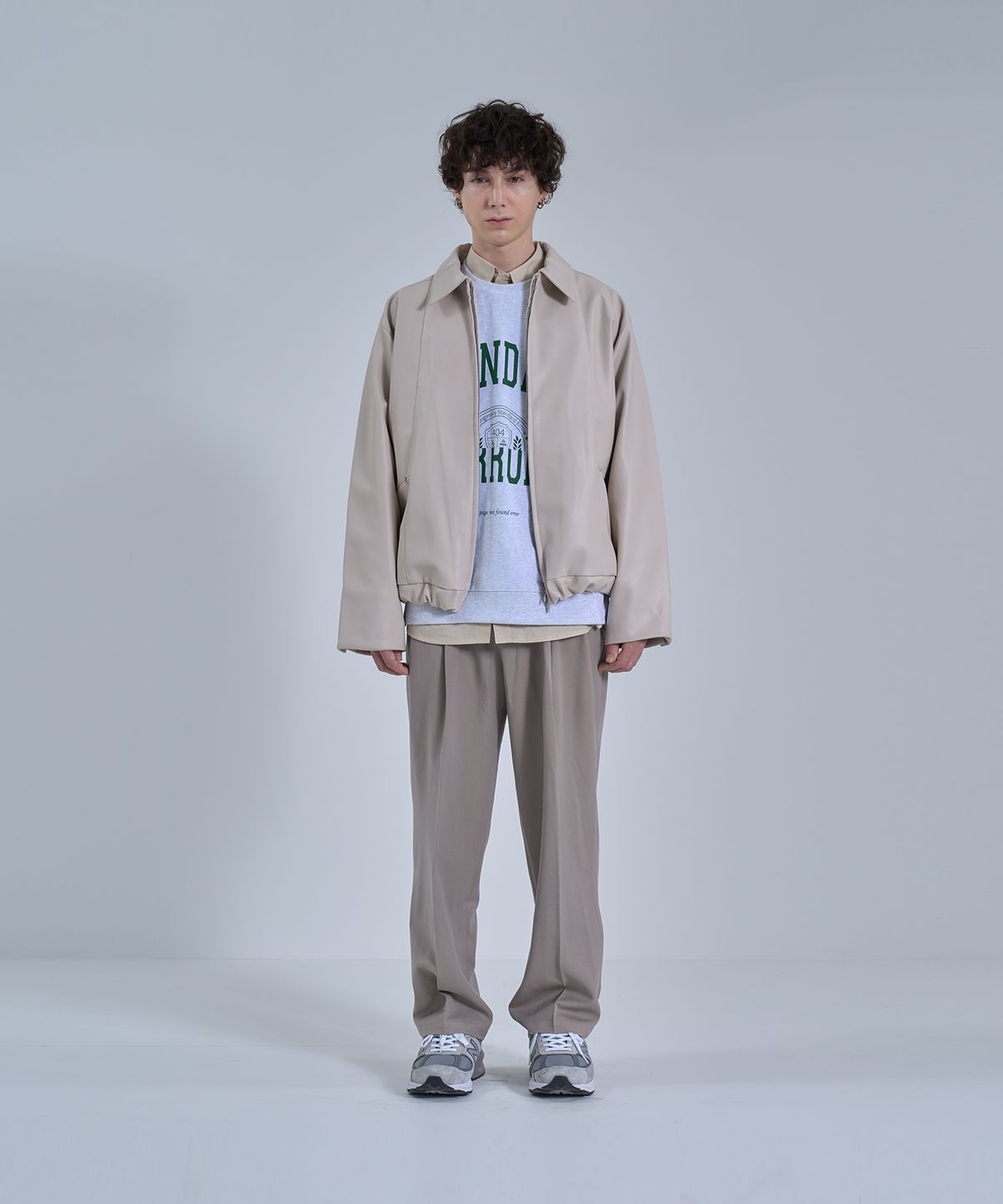 스탠다드에러(STANDARDERROR) 87-STAN002 스티치 싱글 지퍼 레더 자켓 아이보리