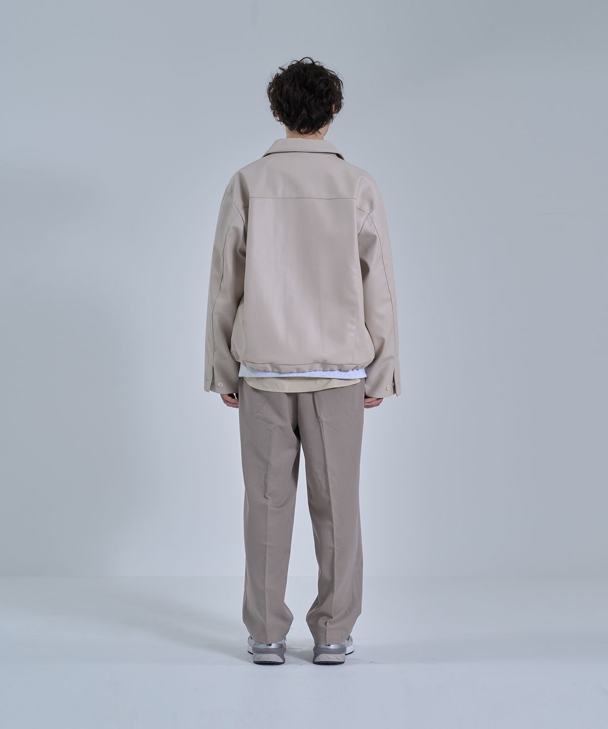 스탠다드에러(STANDARDERROR) 87-STAN002 스티치 싱글 지퍼 레더 자켓 아이보리